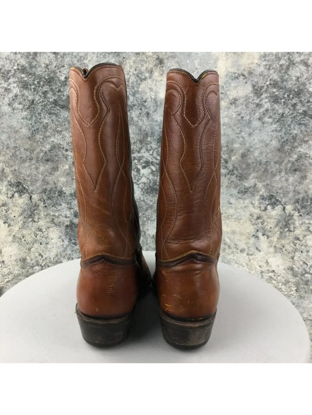 ACME VTG Men's Size 9D Brown Leather Pointed Toe Block Heel Western Cowboy Boots